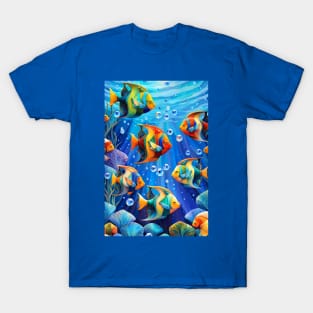 Colorful Tropical Fish With Jewel Like Bubbles T-Shirt